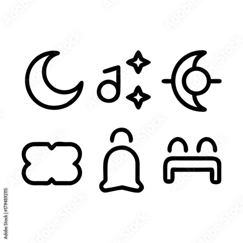 Set of sleep mode icons for mobile app design