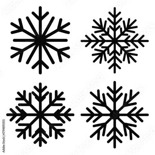 winter snowflake cluster silhouette clipart set