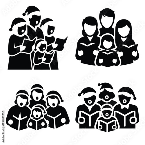 carol singers silhouette clipart set