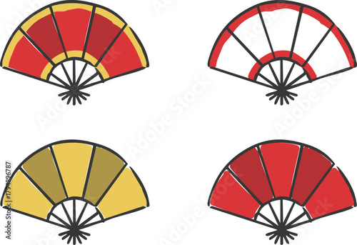 いろんな扇子のイラストセット　ベクター

