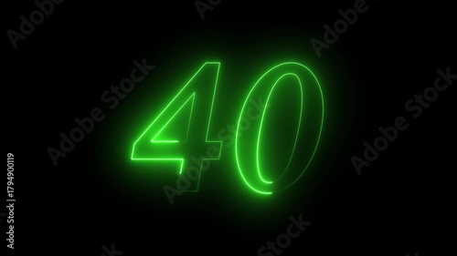 40 number text Neon glowing animation