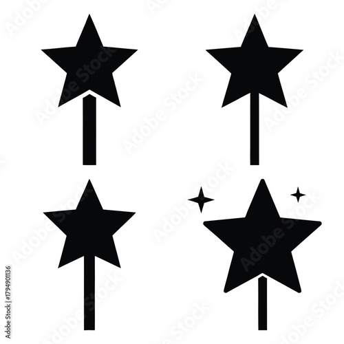 star topper silhouette clipart set