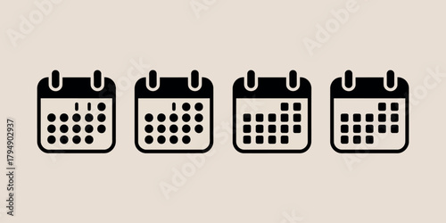 Four hand drawn calendar icons lined up on a neutral background