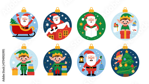 Festive Ornaments: Charming round ornaments each depict delightful winter holiday scenes. Each of them will bring joy and wonder, capturing the magic of the holiday season.