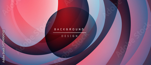 Abstract colorful layers create dynamic visual effect. Gradient hues blend, forming circular patterns, modern design element.