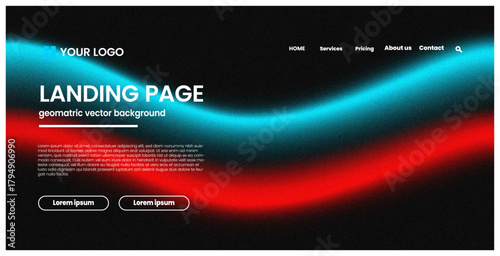landing page,dark mode,redglow futuristic dark theme design bright red cyan neon glowing abstract wave vector template