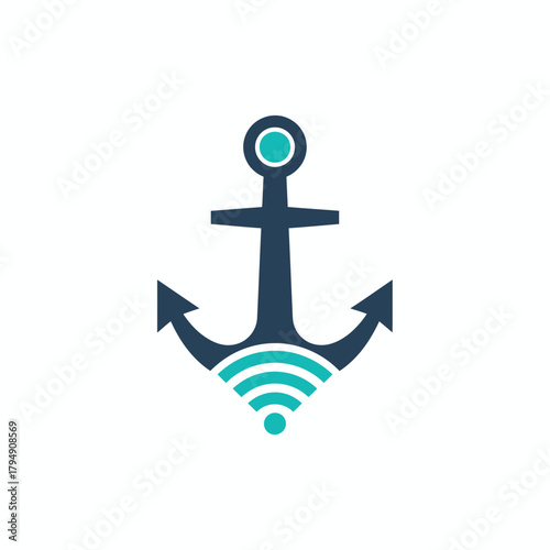 Illustration of a stylized anchor with wifi symbol integrated at the bottom of the anchor design
