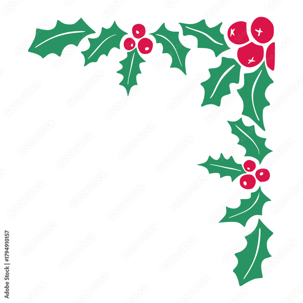 Fototapeta premium Holly Berry Corner Border