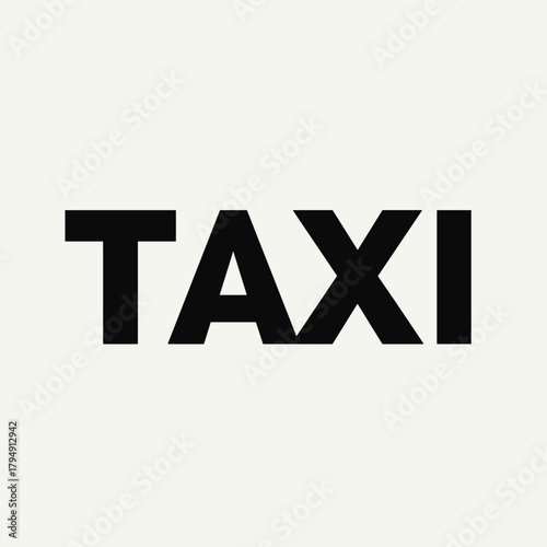Taxi bold logo stands out against plain backdrop. Taxi sign for quick transportation services evokes feelings of urgency. Simple taxi promotion is perfect for mobile app ads.