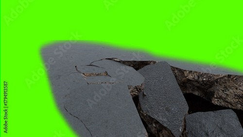 Ground Crack stock image with Green Background