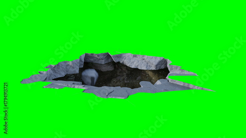 Ground Crack stock image with Green Background