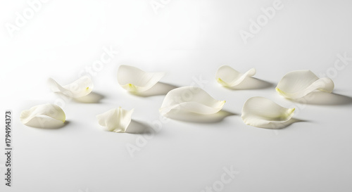 Elegant White Petals Artfully Arranged on Soft White Surface