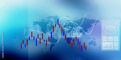 2d illustration Stock market online business concept. business Graph 
