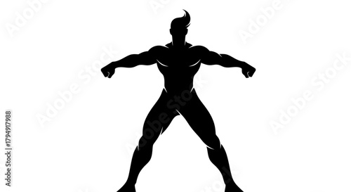 Powerful Male Silhouette with Broad Shoulders and Strong Stance.