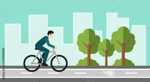 illustration of riding a bicycle on the road