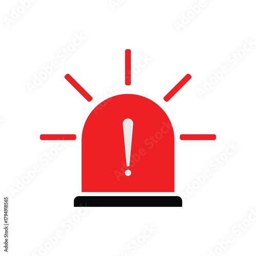 Red emergency alert siren flashing light attention danger icon