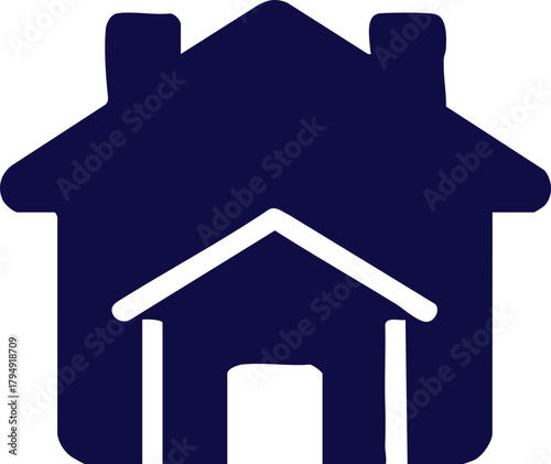 Simple representation of house icon in blue suitable for website applications
