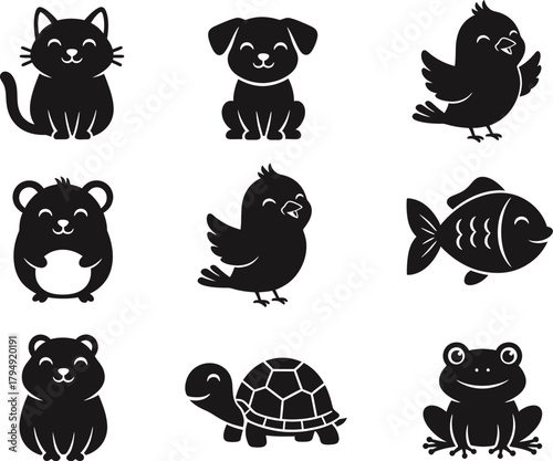 Set of 9 Cute Animal Icons