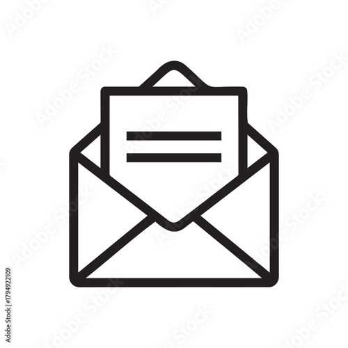 Open envelope with a letter icon