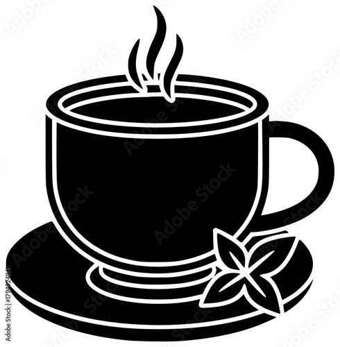 mint illustration green silhouette tea logo leaf icon herb outline fresh herbal healthy nature organic plant natural aroma peppermint shape women vector graphic background