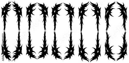 Abstract edgy border elements for design, unique frames, decorative grunge vectors