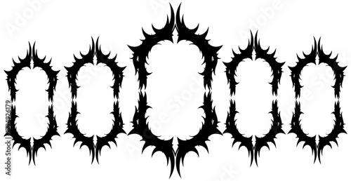 Ornate decorative frame elements for creative design projects with gothic inspired style