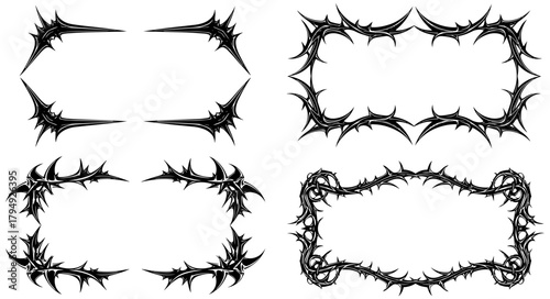 Spiky frame design set with unique edgy borders for posters and digital creations