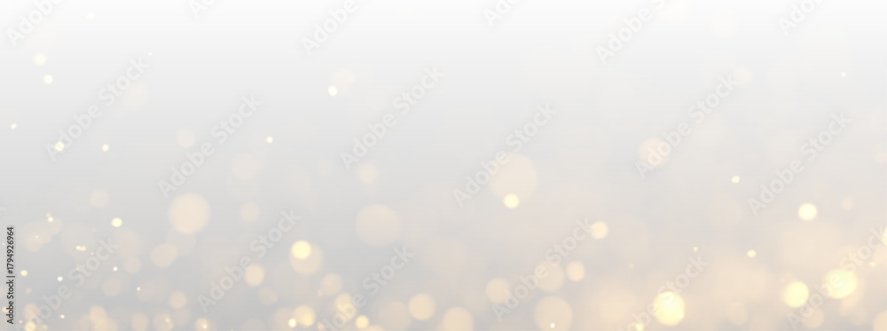 Obraz premium Sparkling gold dust floats gently over soft bokeh lights. Tiny sparkles shimmer delicately. Perfect overlay for festive or luxury designs. PNG