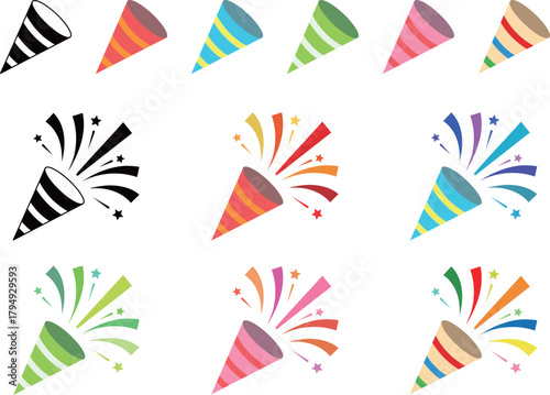 パーティ　クラッカー　アイコン　セット