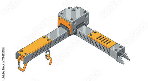 Futuristic isometric mechanical arm with detailed components