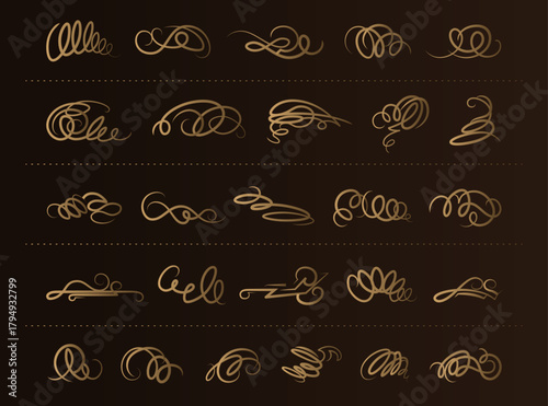 Elegant vintage swirl ornaments on a brown background. Perfect for CNC wood carving, laser engraving, furniture decor, and luxury wooden products.