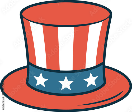 Uncle Sam Hat Red White Blue Stripes Stars top hat patriotic