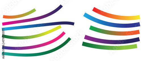 Colorful Curved Gradient Line Set