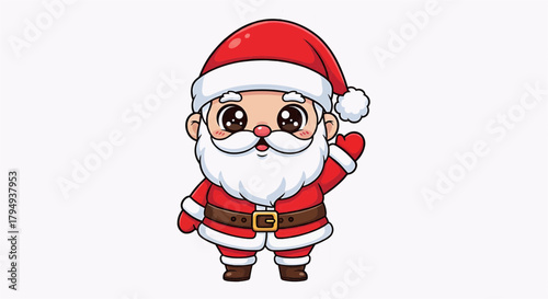 Cute Chibi Santa Claus Waving Hello (Full Body)