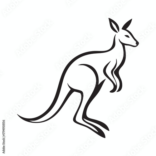 Elegant kangaroo line art