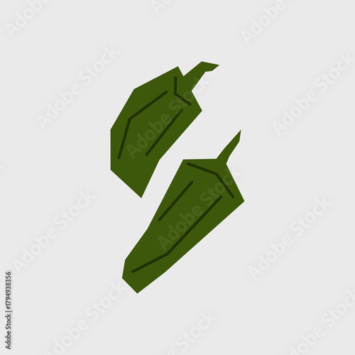 Fresh green pepper illustration. Simple icon of organic vegetable for farmers market advertising. Vector symbol of harvested salad vegetables in minimal flat style.