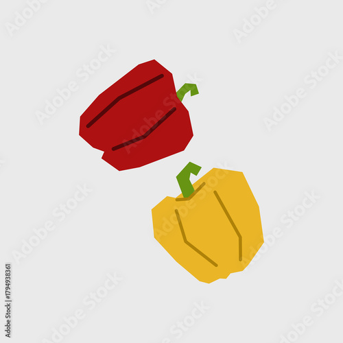 Fresh bell pepper illustration. Simple icon of organic vegetable for farmers market advertising. Vector symbol of harvested salad vegetables in minimal flat style.