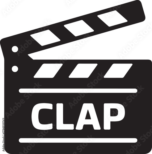 Film clap icon isolated. Vector Black silhouettes. with white background