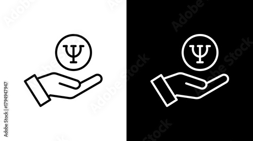 Psychology White Icon Set Design