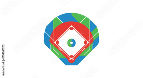 Abstract Geometric Flat Baseball Field Sports Logo Icon Illustration