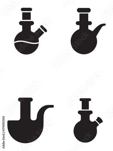 Collection of water pipe and plumbing system icons in a clean silhouette style