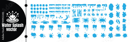 Blue Water Splash and Liquid Elements Vector Set