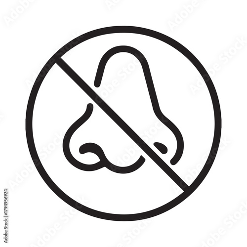 Odorless scent symbol with nose outline icon vector