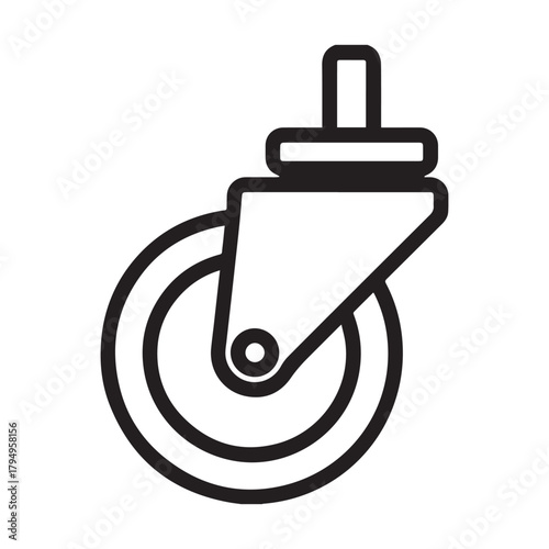 Furniture caster wheel outline icon vector