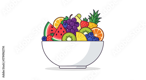 A bowl filled with various vibrant fruits like watermelon pineapple grapes and kiwi