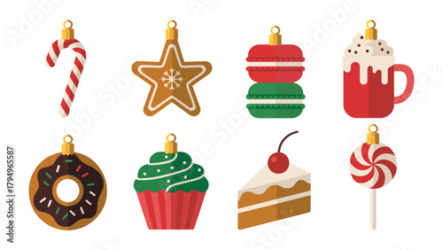 Festive Treats: An array of charming Christmas ornaments in the form of delectable treats. A celebration of holiday indulgence, sweet cheer, and the spirit of gifting.