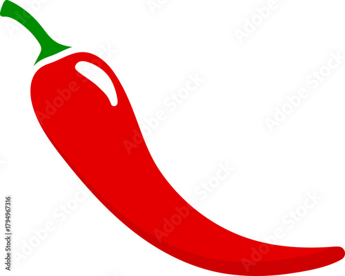 Red chili pepper illustration with green stem