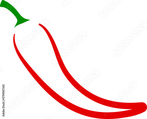 Minimalist chili pepper outline with twin lines