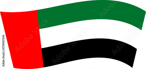 Curved waving flag of United Arab Emirates