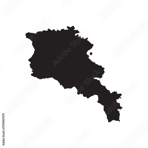 Vector illutrastion transparent background Black Silhouette Map of Armenia on a White Background country nation